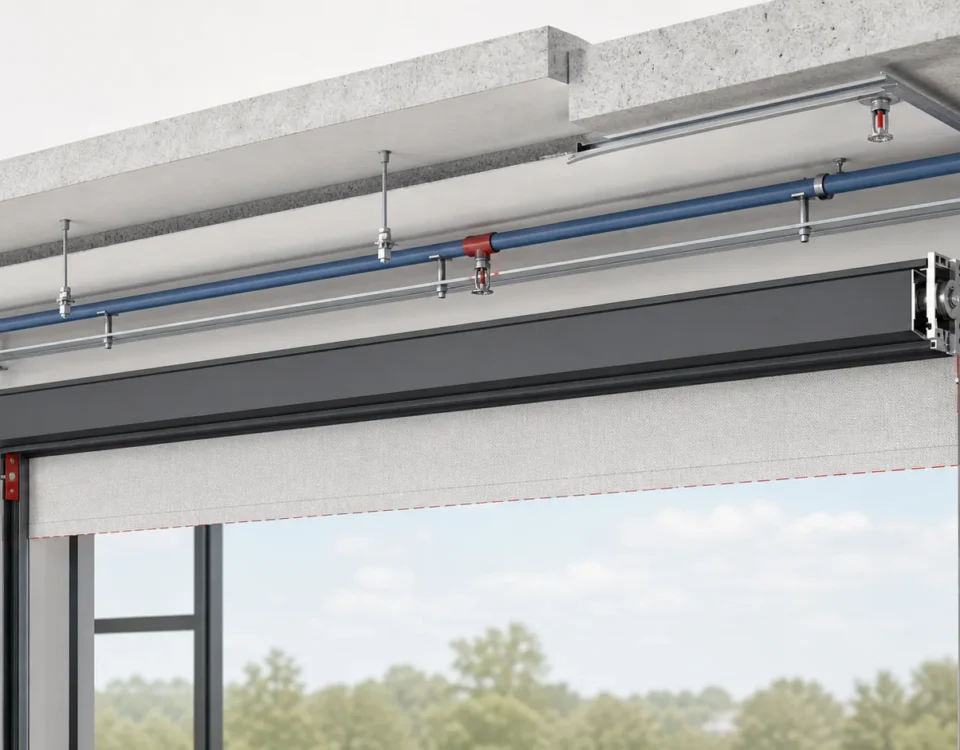 Sprinkler tesisatı ve yangın perdesi başlık kutusu koordinasyonu